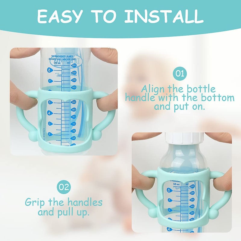 Aolso Silicone Baby Bottle Handles, 3PCS Bottle Handles for Dr Brown Narrow Bottles, Easy Grip Handles to Hold Baby Bottle, Easy Carry Handle Lightweight Bottle Handle (Red/Green/Blue) - Image 5
